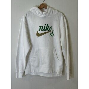 Nike SB Hoodie Sweatshirt Men's Medium White Swoosh Graphic Pullover